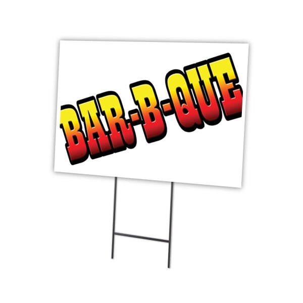 Bar-b-que Yard Sign & Stake outdoor plastic coroplast window, C-1216-DS-Bar-B-Que